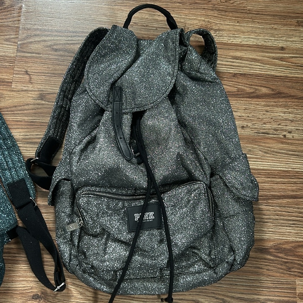 Victoria’s Secret PINK silver glitter backpack